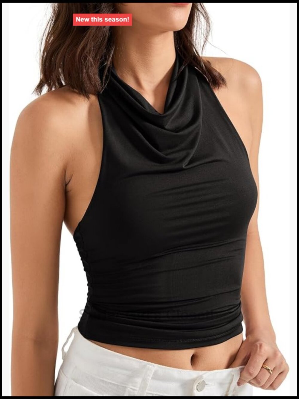 Women's Halter Backless Tank Top Cowl Neck Going Out Cami Modal Stretch